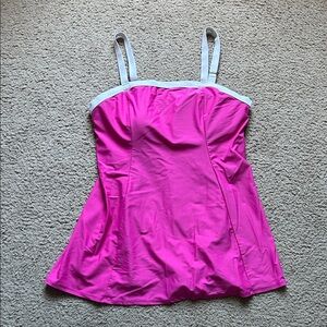 Roaman's Pink and White Swim Dress